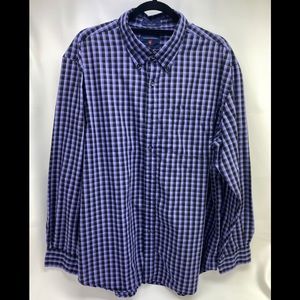 Saddlebred men’s black/purple plaid LS button down